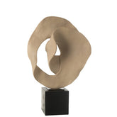 Deco Abstract Op Sokkel Resin Beige/Zwart - Ornament - J-Line - livinglovely.nl