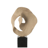 Deco Abstract Op Sokkel Resin Beige/Zwart - Ornament - J-Line - livinglovely.nl