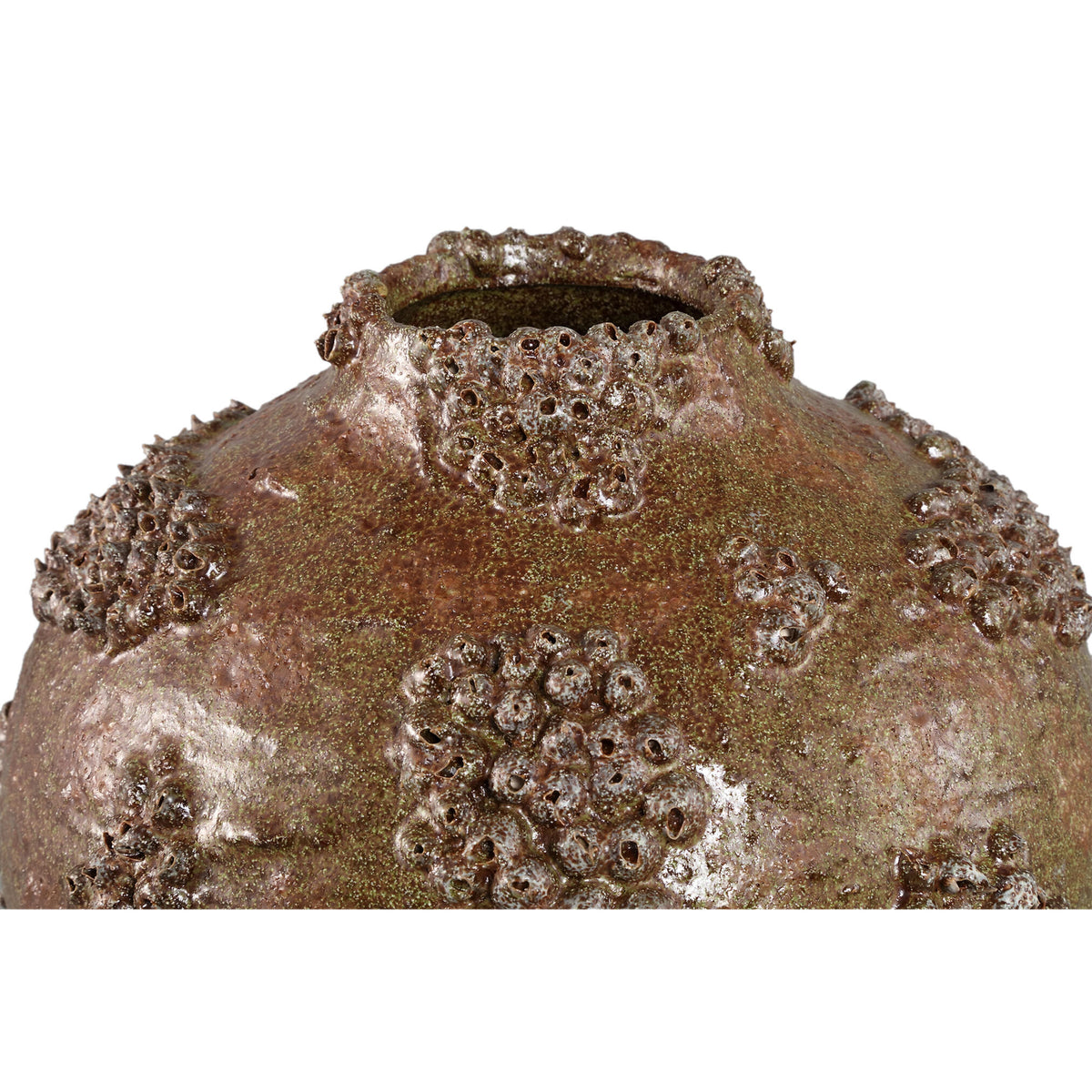 Deisy Green Ceramic Jar Shaped Vase Rough Coral M van PTMD, detail van de ruwe koraalstructuur