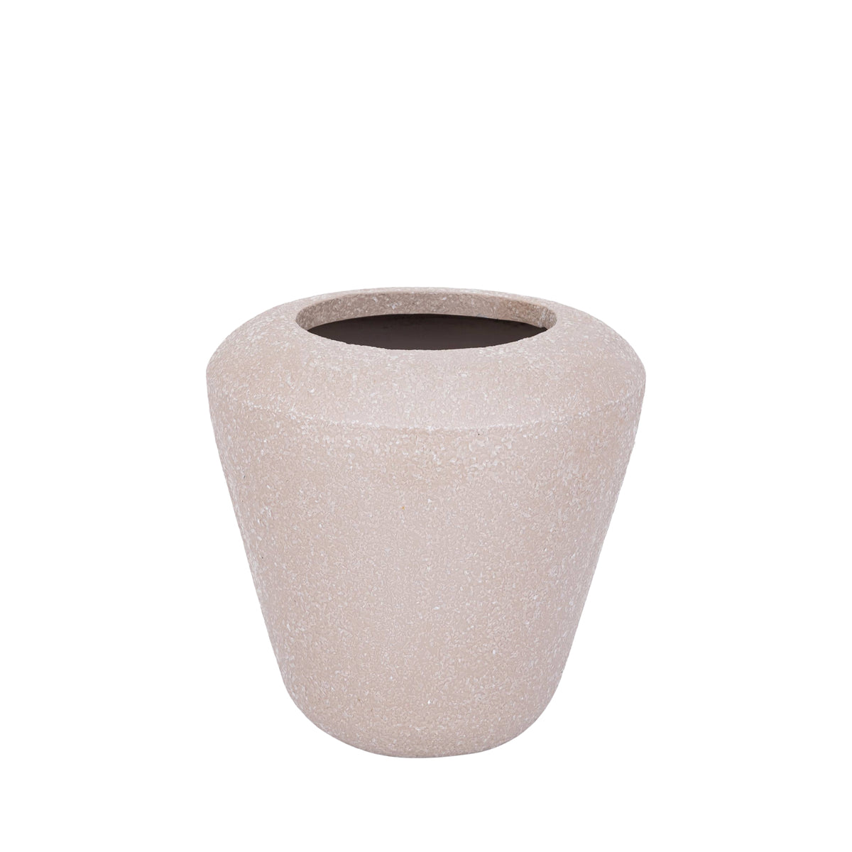 Dezia Pot Beige Mozaïek Hoog Small van PTMD, ander aanzicht van de hoge ijzeren pot met beige mozaïek