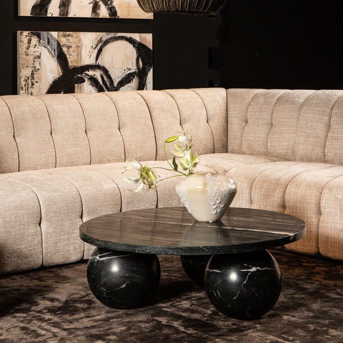 Diro Black Marble 3 Kugel Couchtisch rund - - PTMD - livinglovely.nl