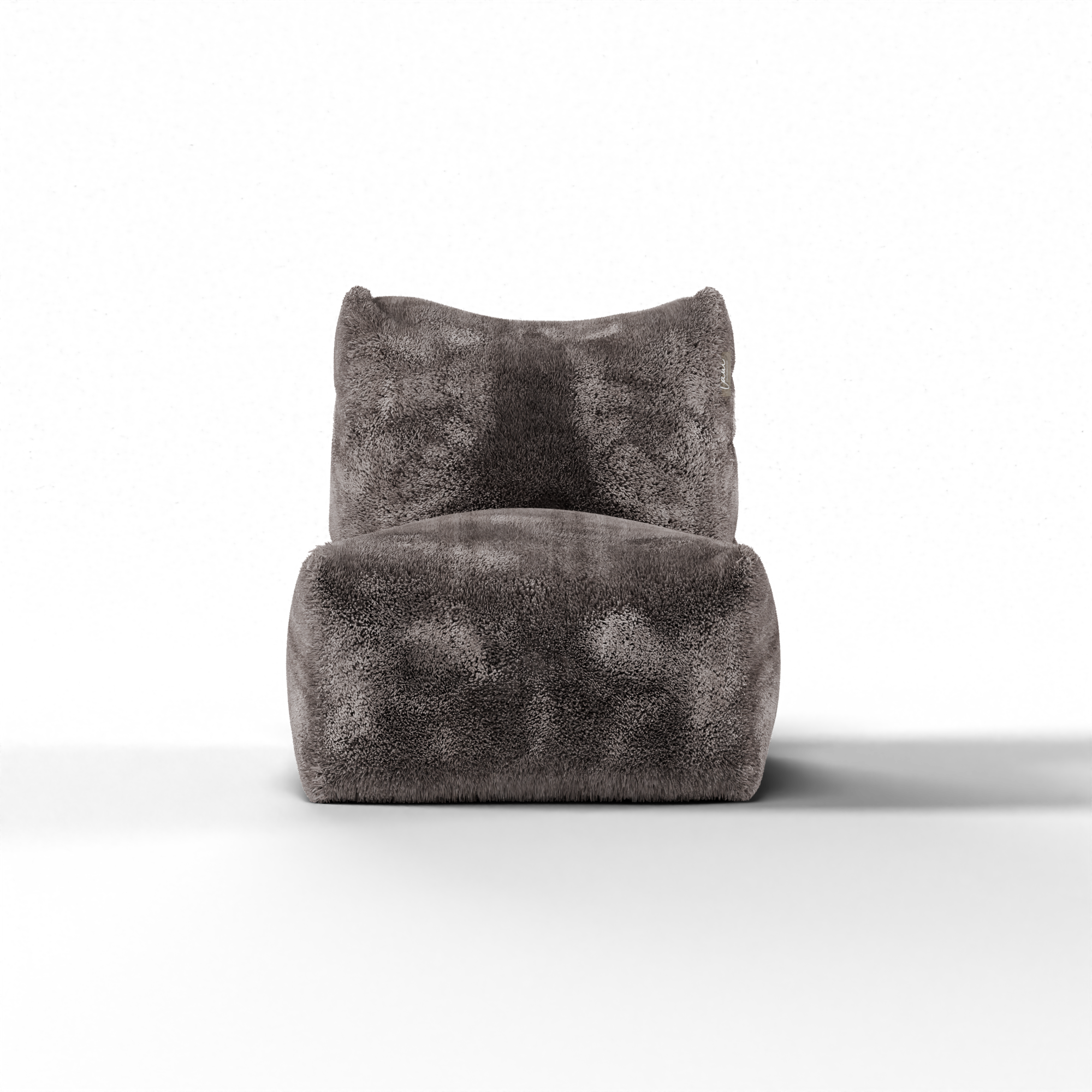 Doodle loungestoel in taupe van voren, met brede zitting van 68 centimeter