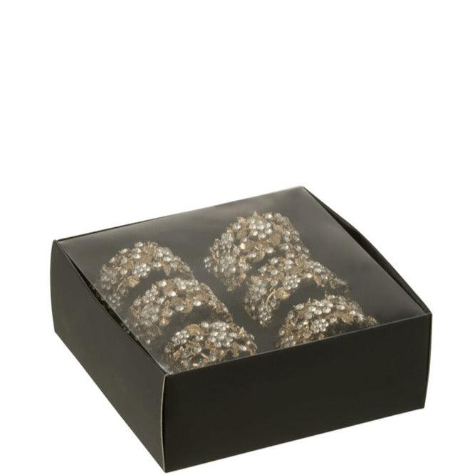 Doos 6 Servetring Breed Metaal Goud - Keukenaccessoire - J-Line - livinglovely.nl