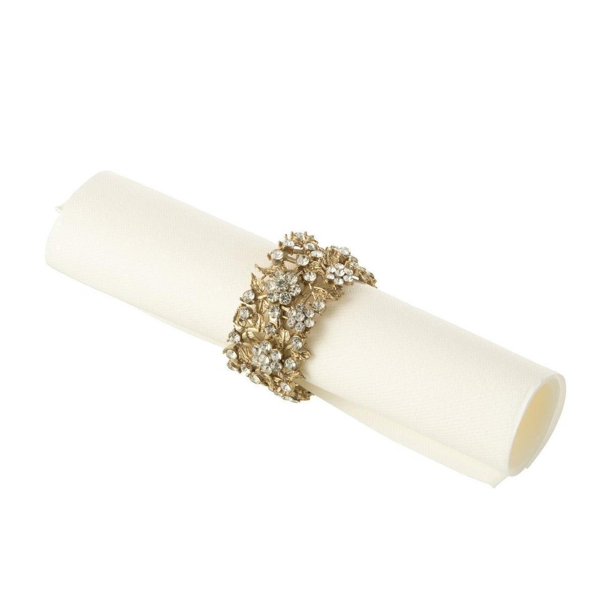 Doos 6 Servetring Breed Metaal Goud - Keukenaccessoire - J-Line - livinglovely.nl