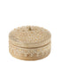 Doos + Deksel Rond Mango Hout Naturel/Wit Small - Decoratie - J-Line - livinglovely.nl