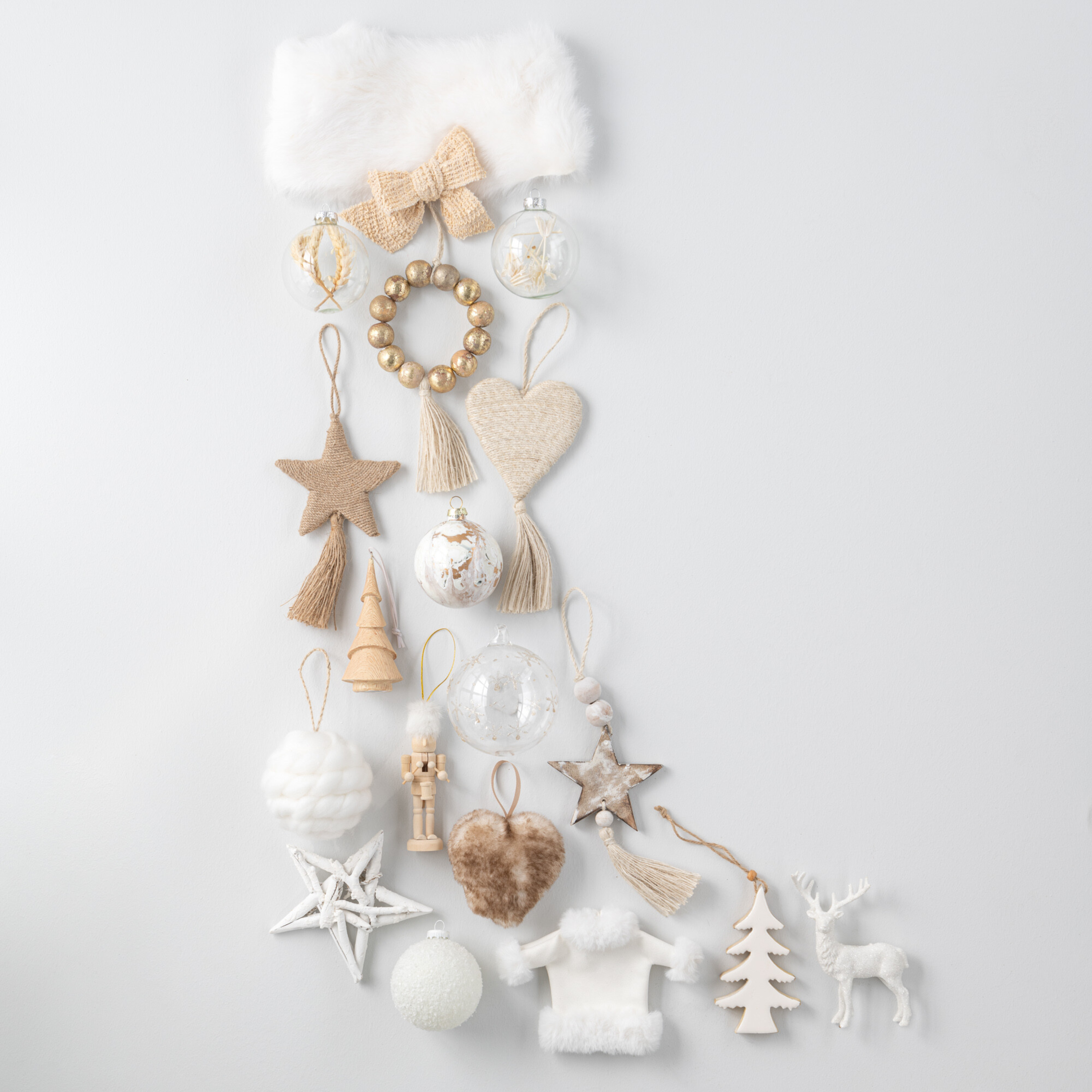 Doos van 6 Kerstballen Marble Glas Wit/Goud Small - Kerstbal - J-Line - livinglovely.nl