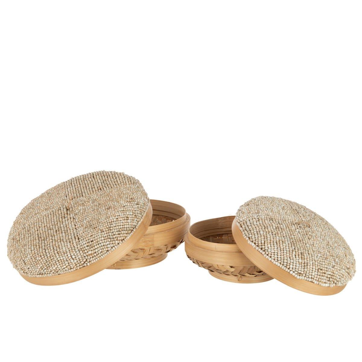 Dozen Elia Bamboe Naturel Set van 2 - Mand - J-Line - livinglovely.nl
