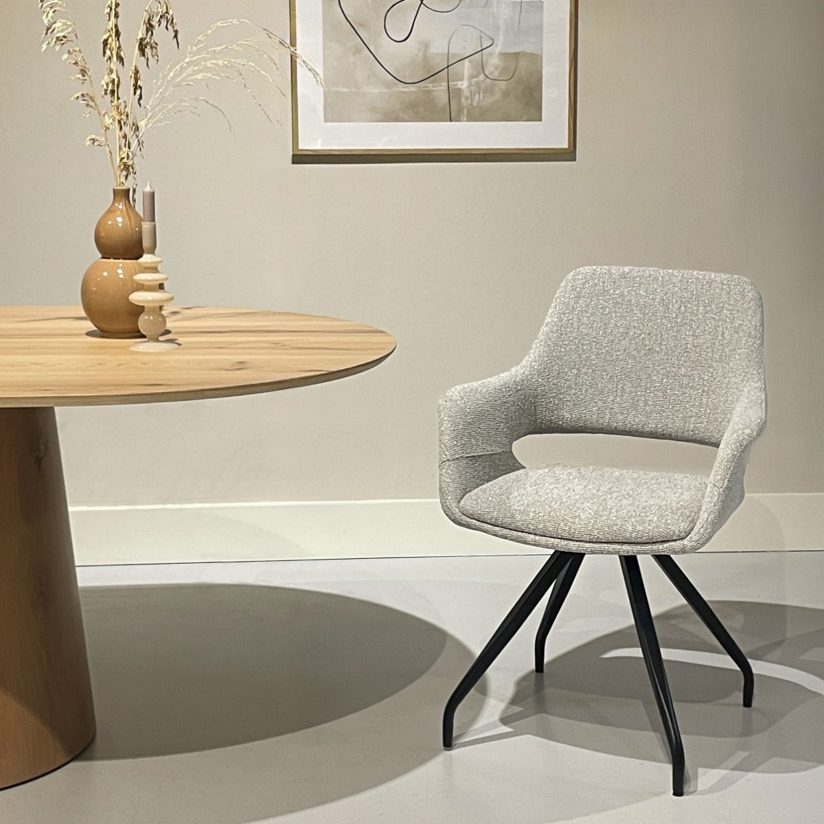 Draaibare eetkamerstoel Capp Beige Lodge van Livingfurn, B61cm x D61cm x H88cm