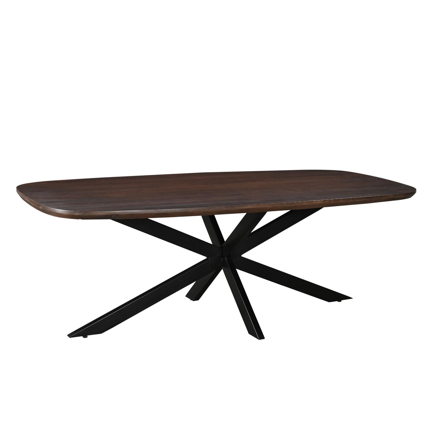 Eettafel Jesper Chestnut 230cm schuin vooraanzicht met zwart spinpootonderstel