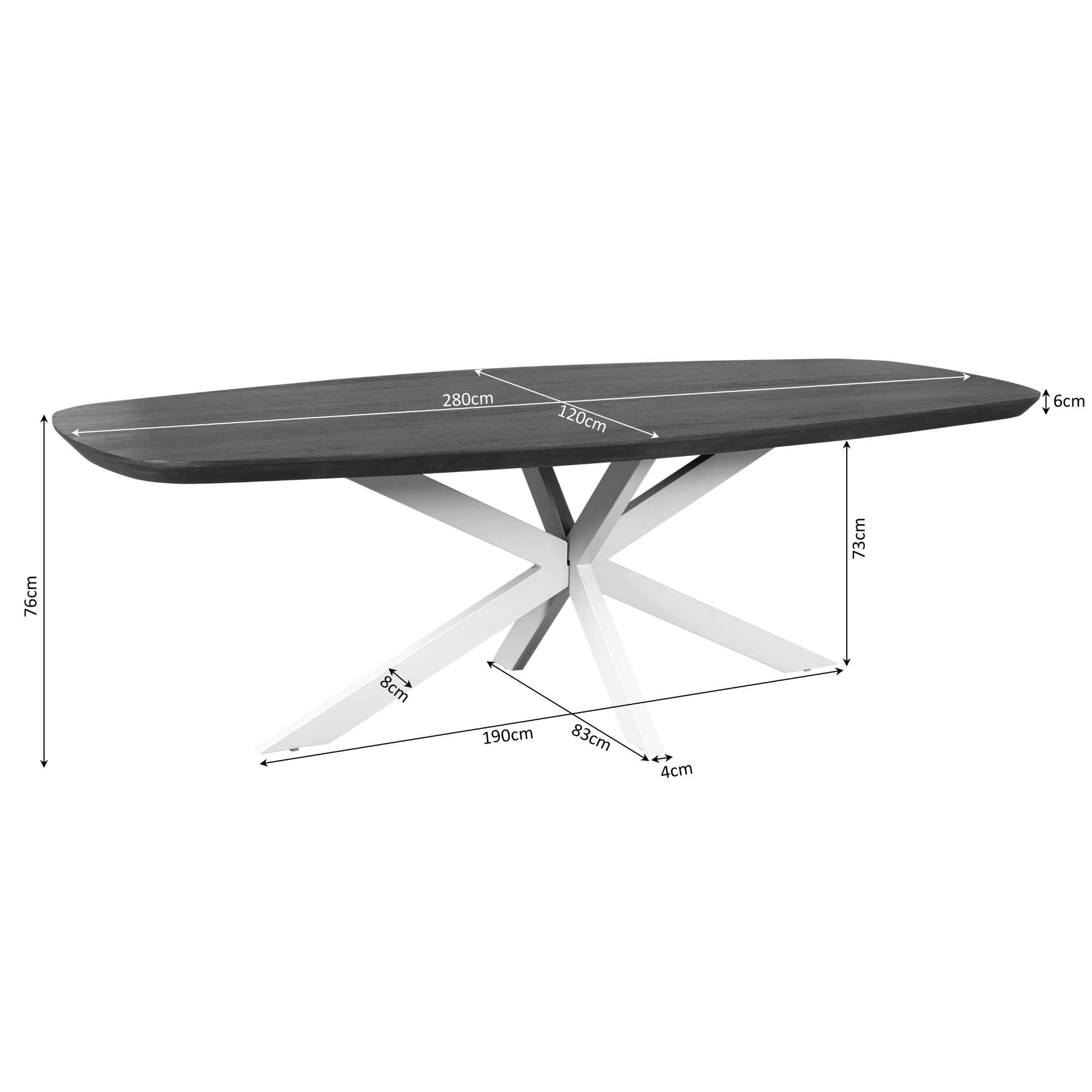 Eettafel Madison Deens Ovaal 280cm van Starfurn met close-up van de zandkleurige metalen tafelpoot