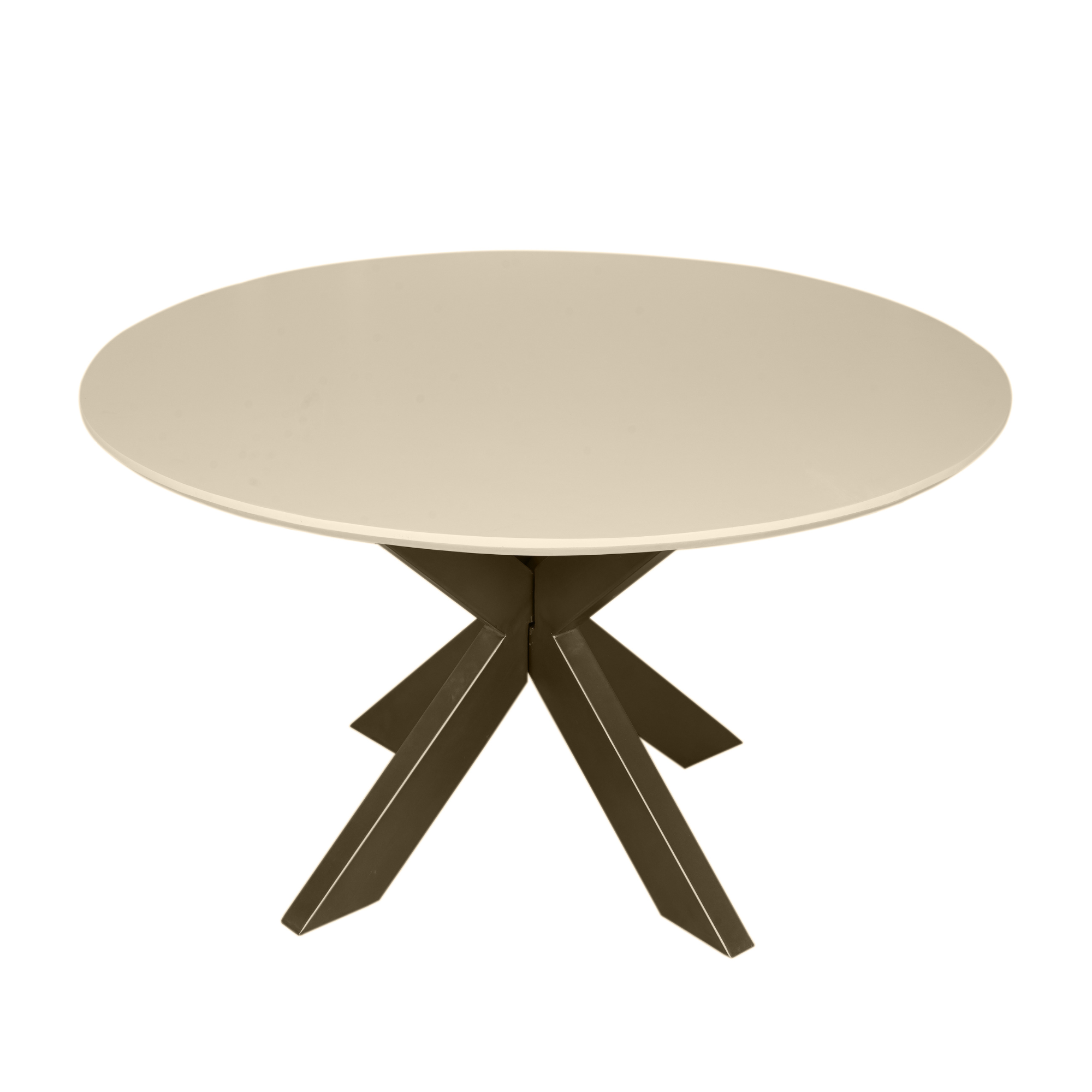 Eettafel Madison Zand rond 130 cm van bovenaf gezien met zichtbare houtnerf