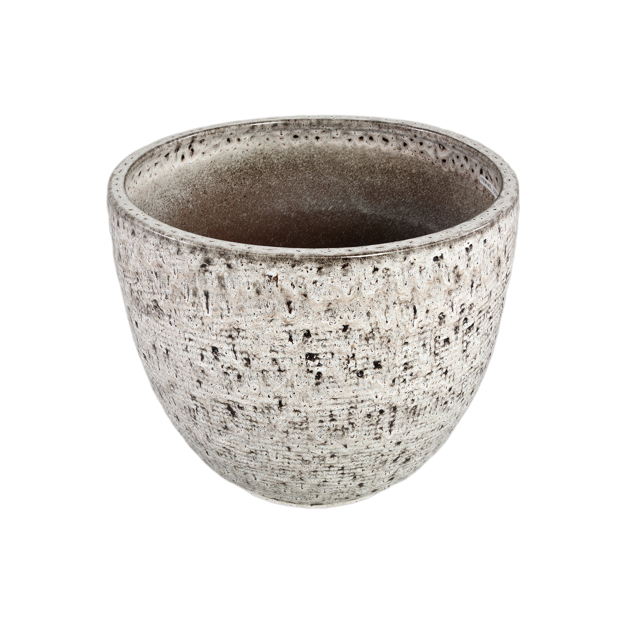 Elana White Round Ceramic Pot With Grey Pattern XL Dia39x35cm PTMD - Pot - PTMD - livinglovely.nl