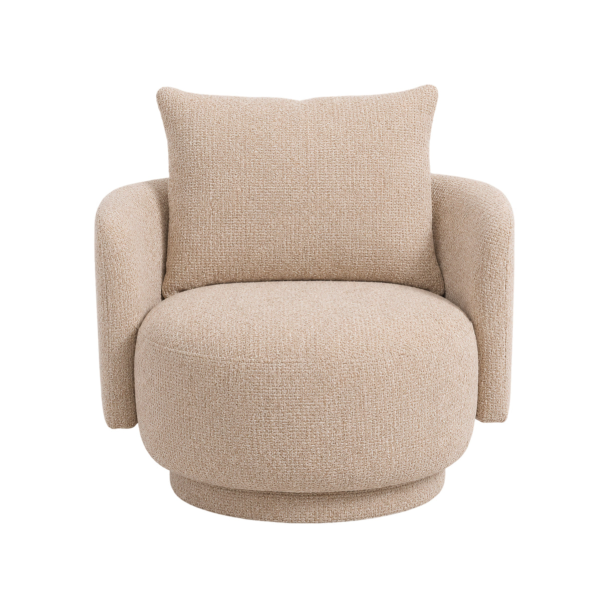Elin Fauteuil Opulence Beige Rond van PTMD, vooraanzicht van de ronde beige fauteuil