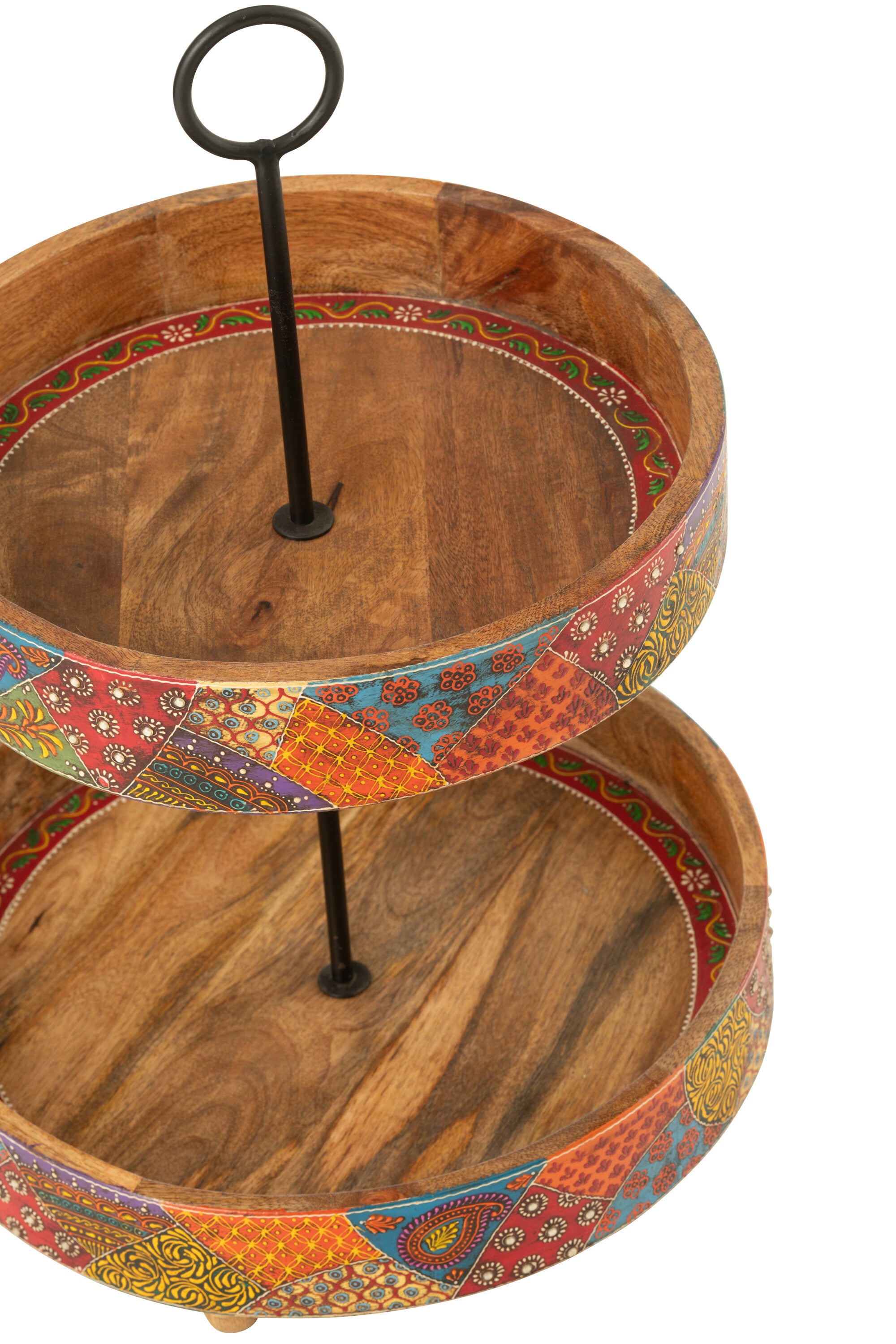 Etagère 2 Niveaus Delhi Mango Hout Mix - Keukenaccessoire - J-Line - livinglovely.nl