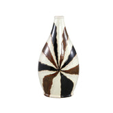 Evelin Dark Brown Oval Ceramic Vase With Lines L 29x18x55.cm PTMD - Vaas - PTMD - livinglovely.nl