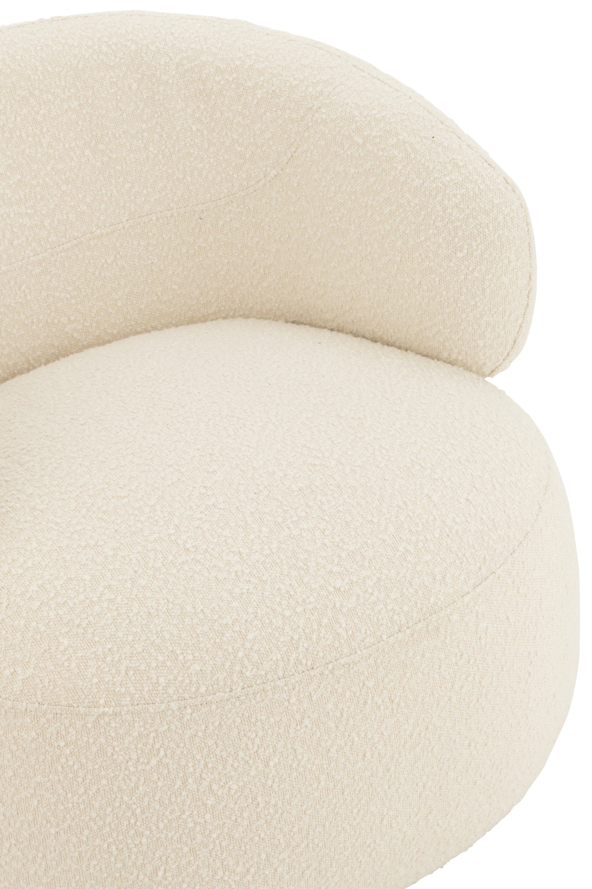 Fauteuil Draaiend Rond Schuim Ecru J-Line - Fauteuil - J-Line - livinglovely.nl