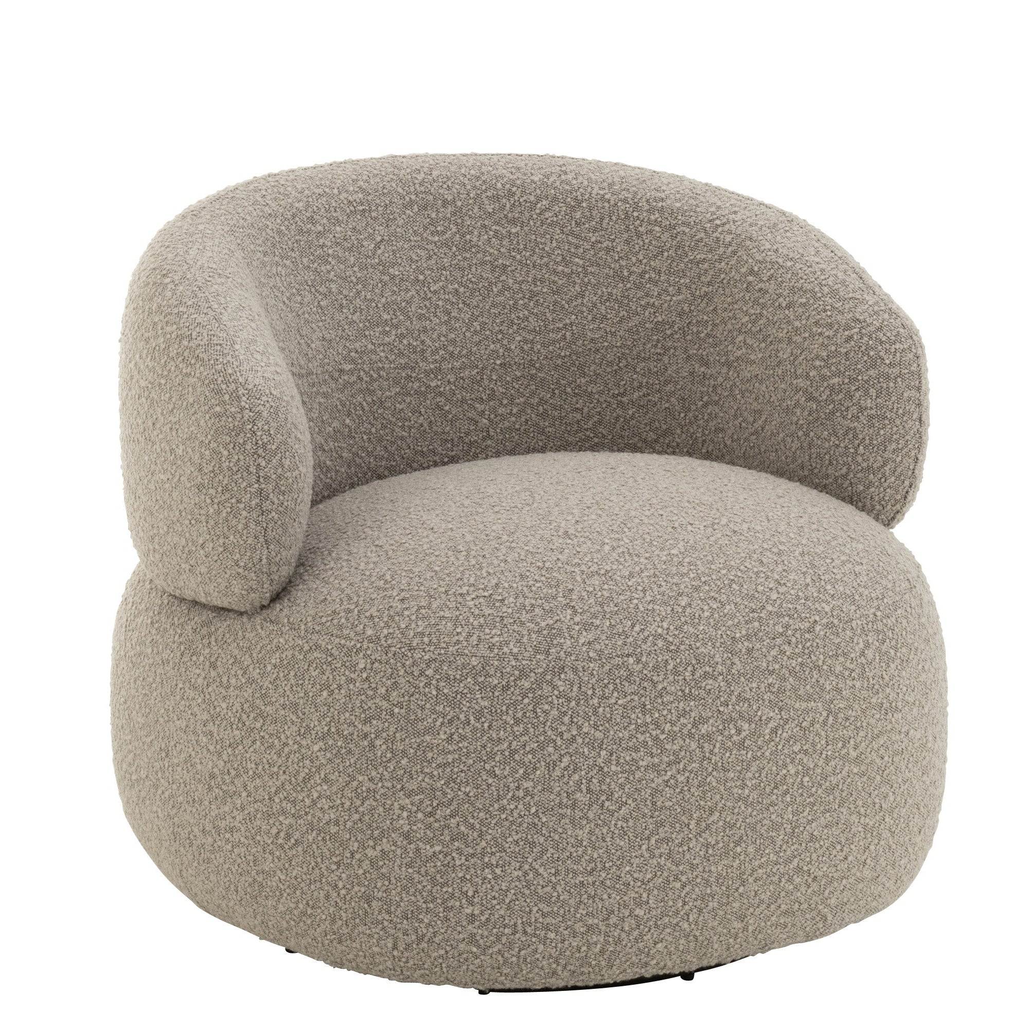 Fauteuil Draaiend Rond Schuim Taupe J-Line - Fauteuil - J-Line - livinglovely.nl