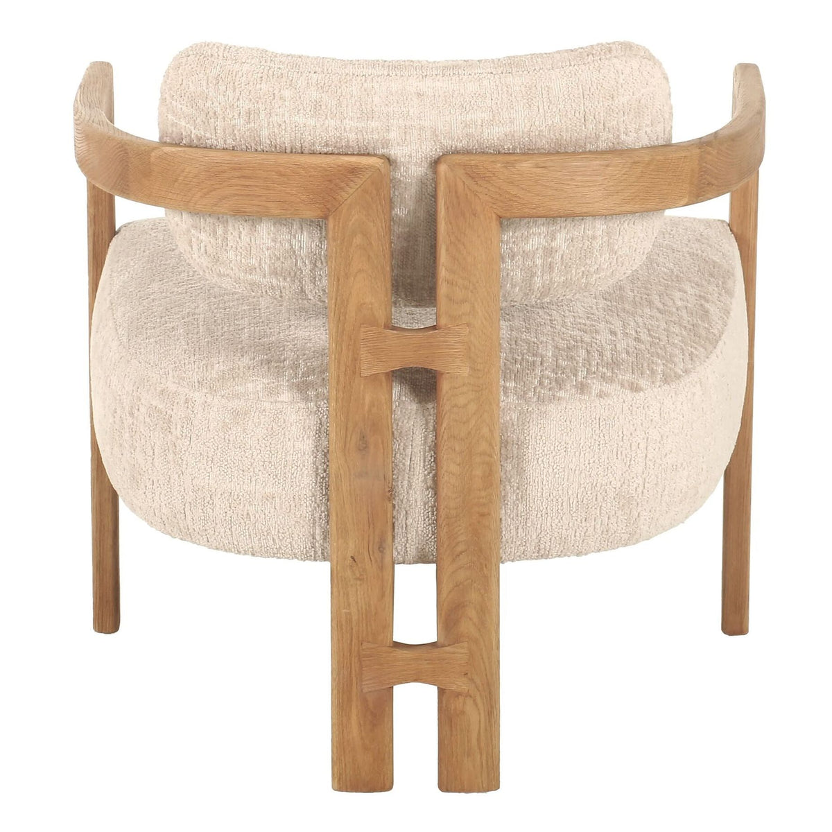 Detail rugleuning fauteuil Kelly naturel frame Luxor Sand
