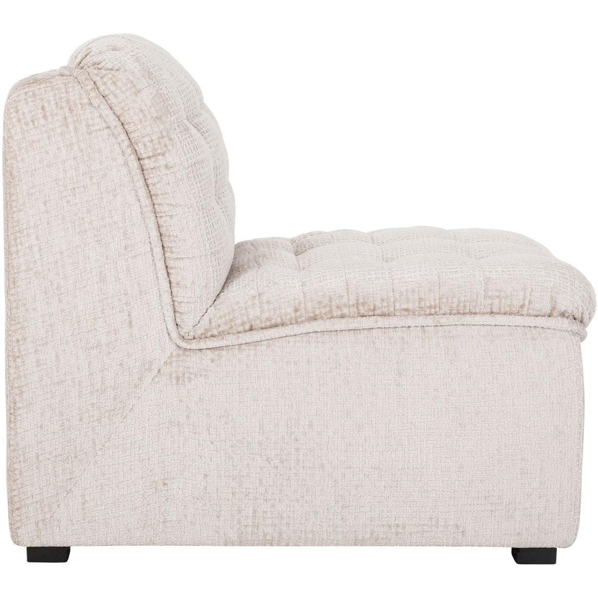 Fauteuil Liberty Glamour Naturel van MUST Living, detail van de naturel velvet bekleding