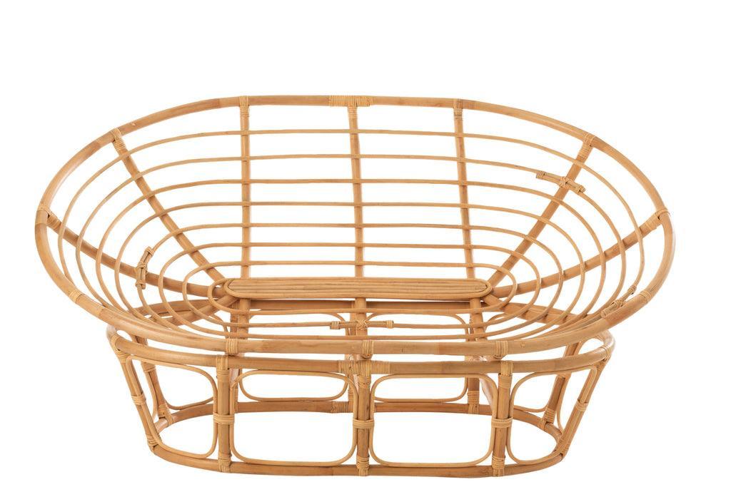 Fauteuil Roni Met Kussen Rotan Naturel/Wit - Fauteuil - J-Line - livinglovely.nl