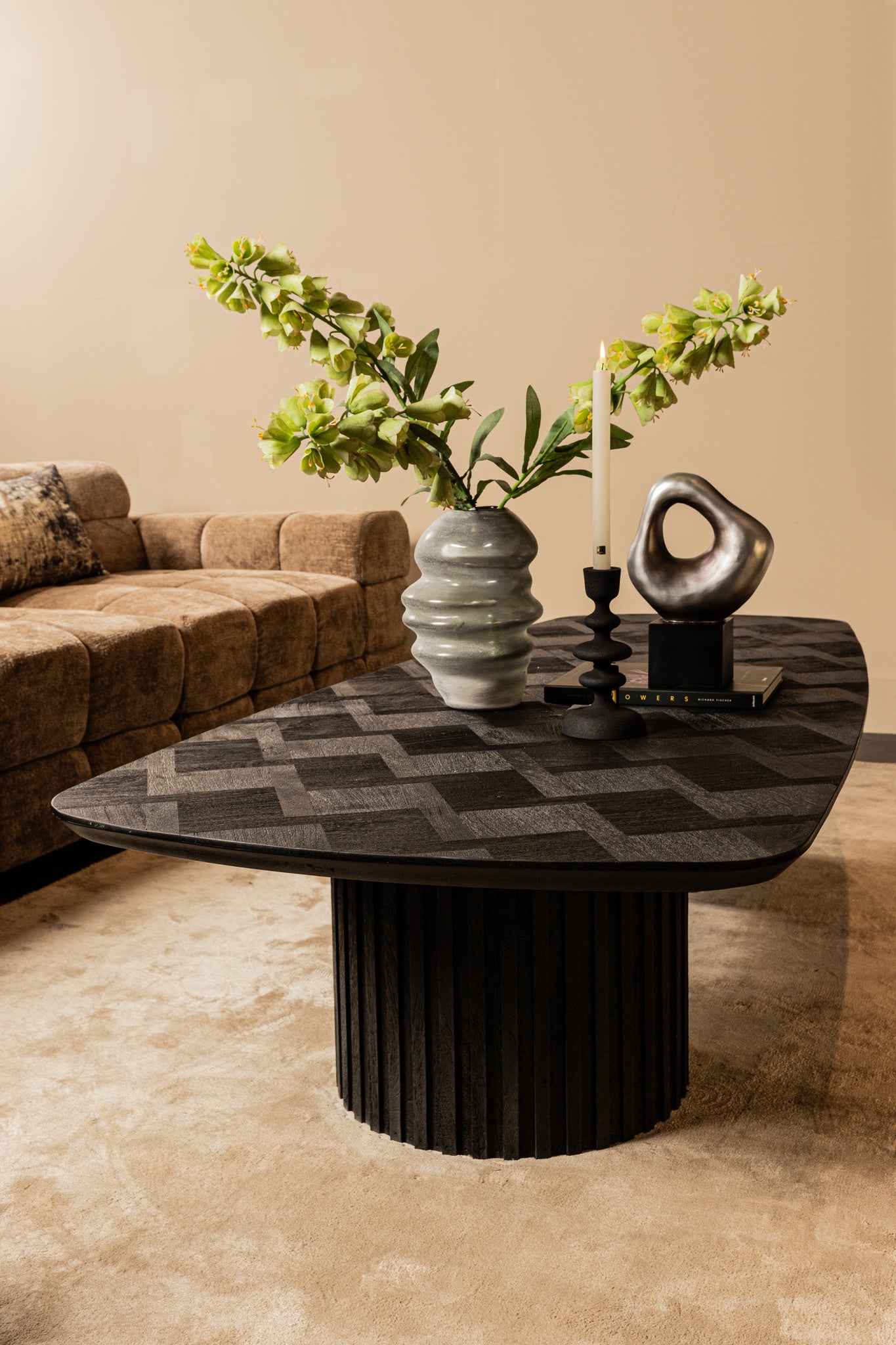 Fieron Black Wooden Coffee Table Double Round Base PTMD - Salontafel - PTMD - livinglovely.nl