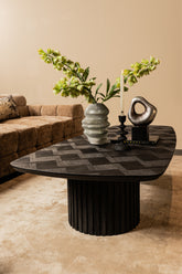 Fieron Black Wooden Coffee Table Double Round Base PTMD - Salontafel - PTMD - livinglovely.nl