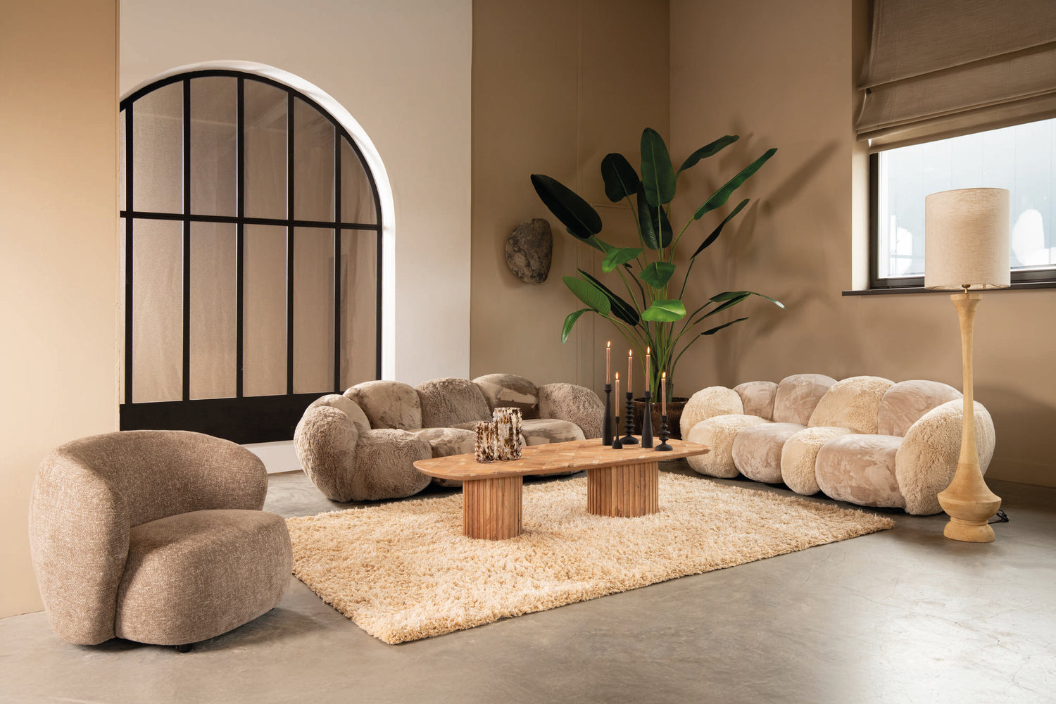 Fieron Natural Wooden Coffee Table Double Rnd Base PTMD - Salontafel - PTMD - livinglovely.nl