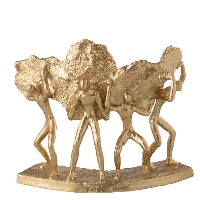 Figuren Dragen Steen Resine Goud - Beeld - J-Line - livinglovely.nl