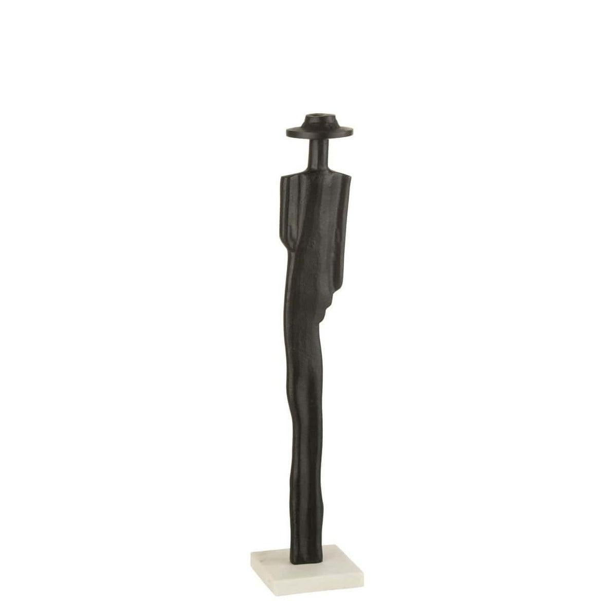 Figuur Persoon Aluminium/Marmer Zwart/Wit Small - Beeld - J-Line - livinglovely.nl