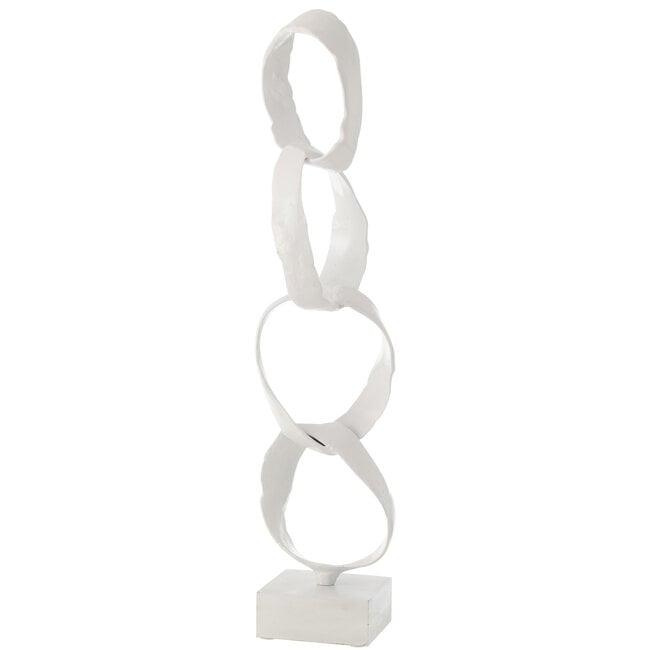 Figuur Ringen Op Voet Aluminium Wit Large - Beeld - J-Line - livinglovely.nl