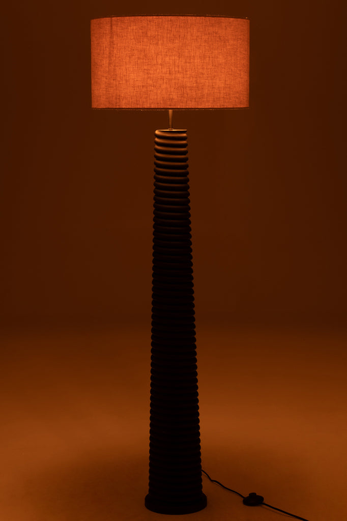 Floor Lamp Threaded Ailanthus Wood Black/Grey - - J-Line - livinglovely.nl