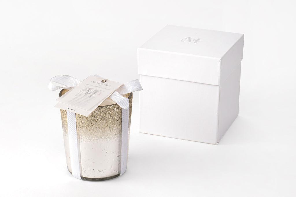 Geurkaars Deluxe Glas Zilver Medium 80uur - Geurkaars - J-Line - livinglovely.nl