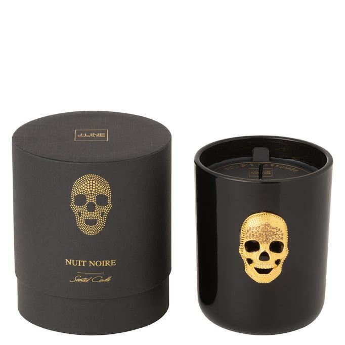 Geurkaars Doodskop Nuit Noire Large 65uur - Geurkaars - J-Line - livinglovely.nl