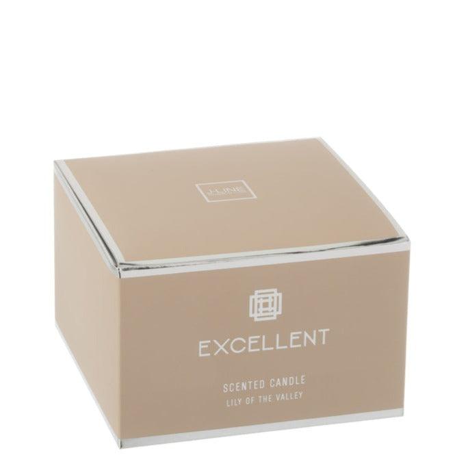 Geurkaars Excellent Glas Beige Large-40u - Geurkaars - J-Line - livinglovely.nl