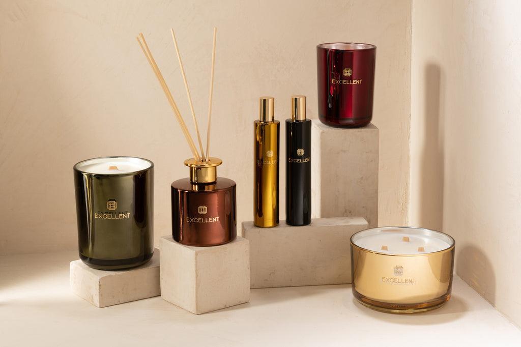 Geurkaars Excellent Golden Honey Goud Large 40H - Geurkaars - J-Line - livinglovely.nl