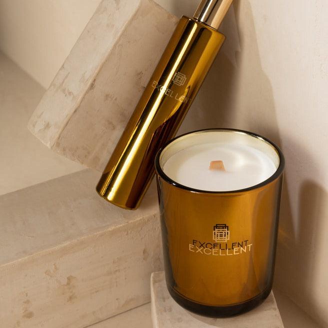 Geurkaars Excellent Golden Honey Oker Small 50H - Geurkaars - J-Line - livinglovely.nl
