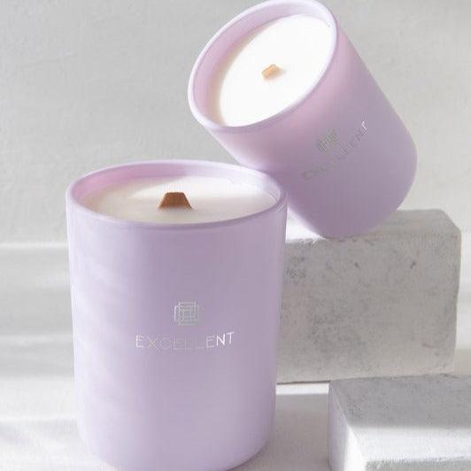 Geurkaars Excellent Siberia Fir Lila Medium-80u - Geurkaars - J-Line - livinglovely.nl