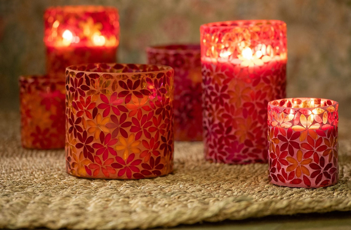 Geurkaars Flower Mosaic Wax Medium Set van 2-55u