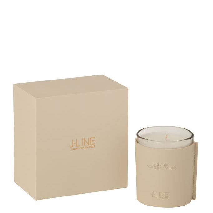 Geurkaars Leather Beige 40H - Geurkaars - J-Line - livinglovely.nl