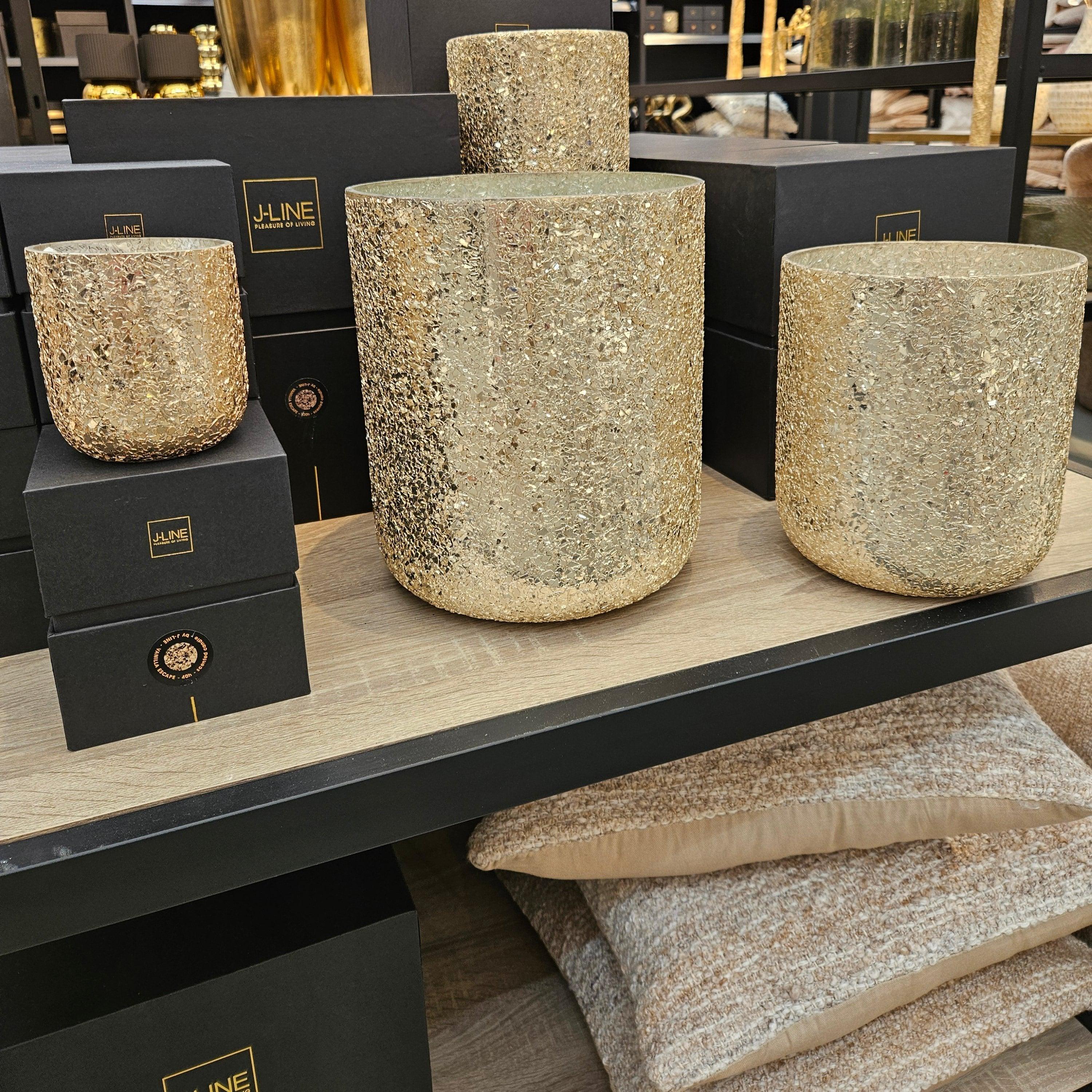 Geurkaars Luxuria Goud Extra Large J-Line - 120 Uur - Geurkaars - J-Line - livinglovely.nl