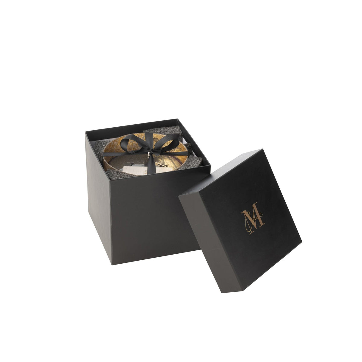 Geurkaars M-Chic Glas Goud/Zwart Medium-80u