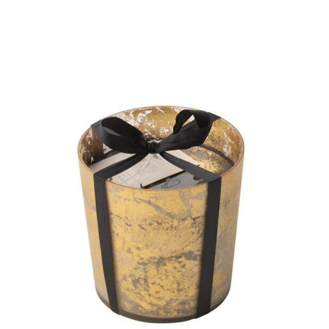 Geurkaars M-Chic Glas Goud/Zwart Medium-80u - Geurkaars - J-Line - livinglovely.nl