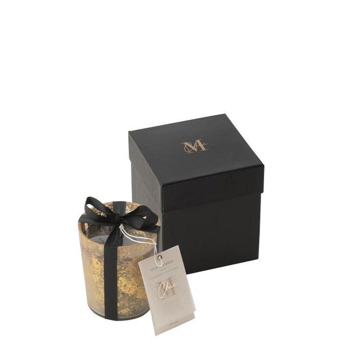 Geurkaars M-Chic Glas Goud/Zwart Small-48u - Geurkaars - J-Line - livinglovely.nl