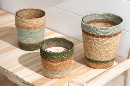 Geurkaars Mand Beige Large - 75 Uur - Geurkaars - J-Line - livinglovely.nl