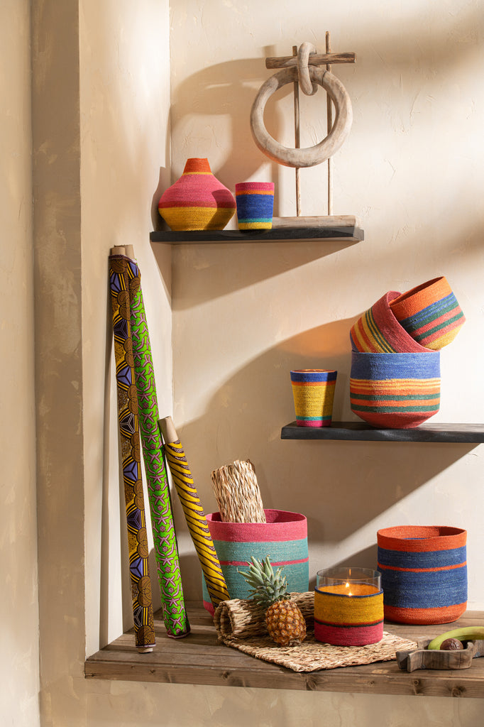 Geurkaars Mand Blauw Was Medium-55 Uren Set van 2 - Geurkaars - J-Line - livinglovely.nl