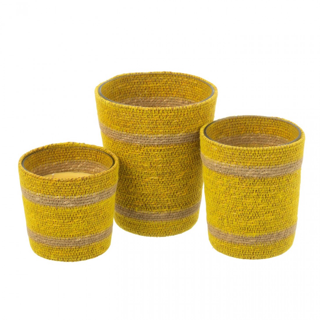 Geurkaars Mand Wax Geel Large - 75 Uur - Geurkaars - J-Line - livinglovely.nl