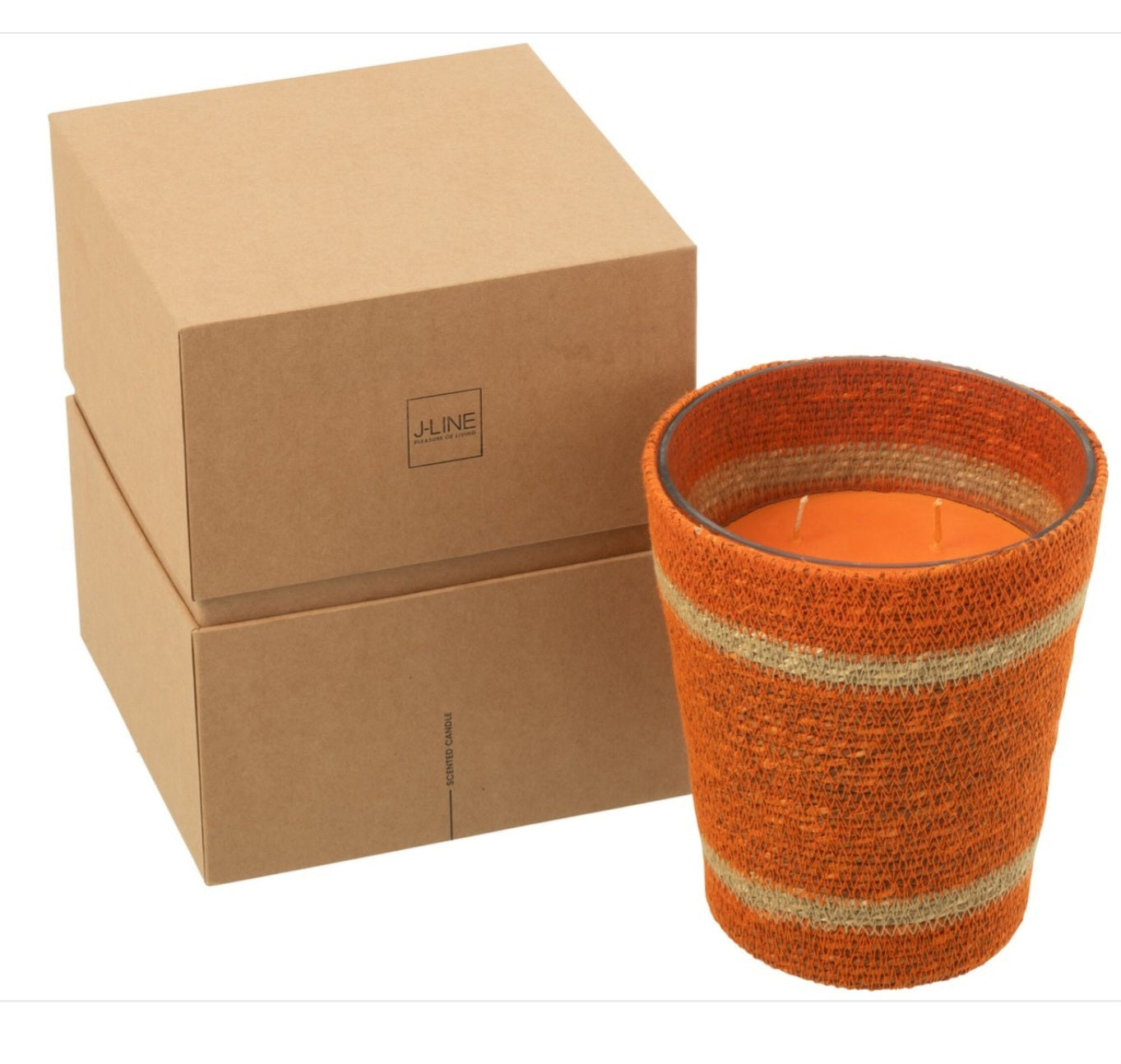 Geurkaars Mand Wax Oranje Large - 75 Uur - Geurkaars - J-Line - livinglovely.nl
