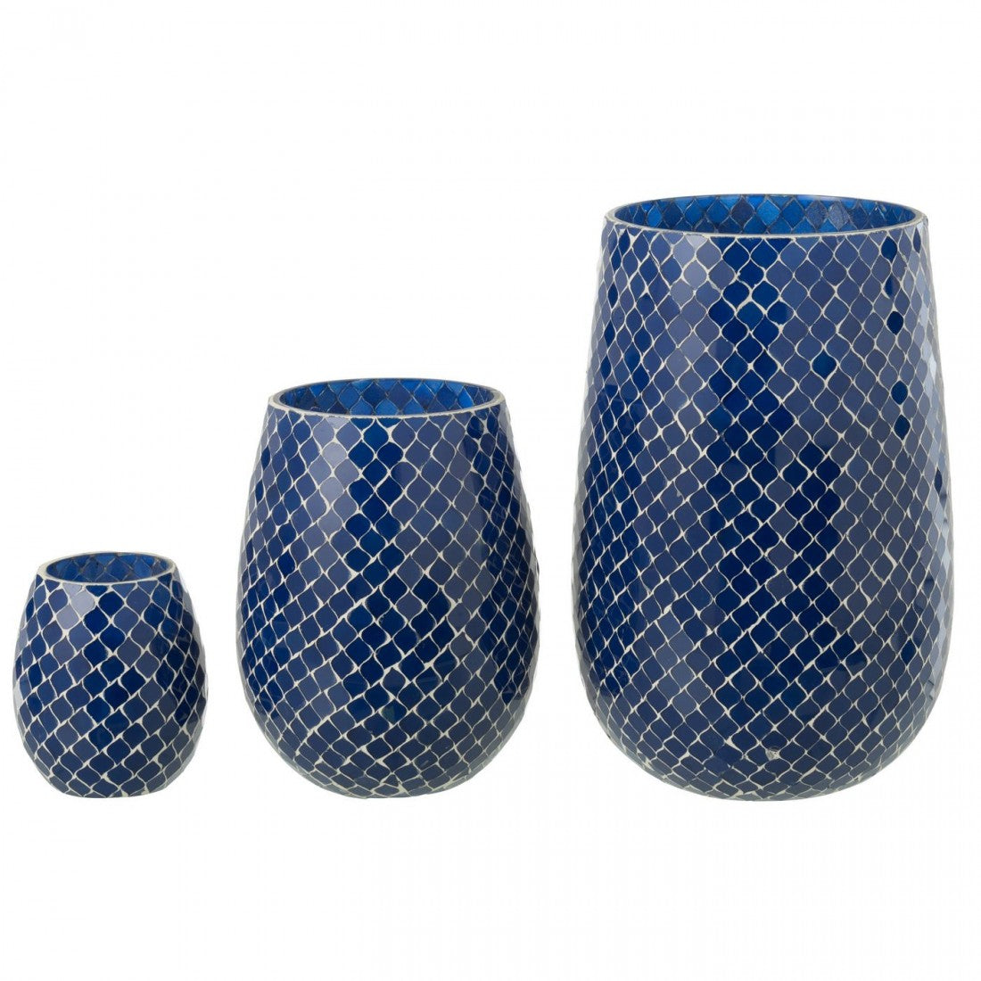 Geurkaars Mia Mozaiek Blauw Small-90u - Geurkaars - J-Line - livinglovely.nl