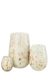 Geurkaars Mia Wit/Mix Glas Large 230uur 20x20x32.5cm - Geurkaars - J-Line - livinglovely.nl