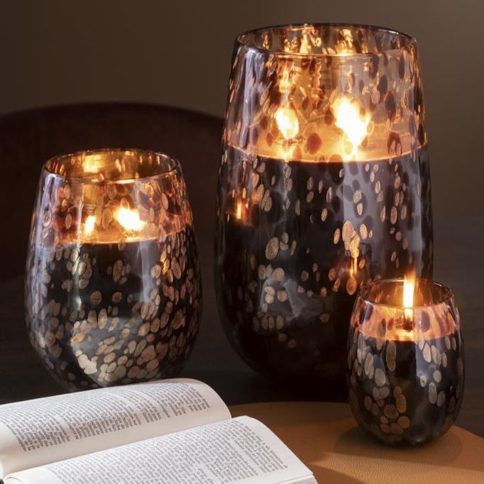 Geurkaars Mia Zwart/Mix Glas Medium 120uur - Geurkaars - J-Line - livinglovely.nl